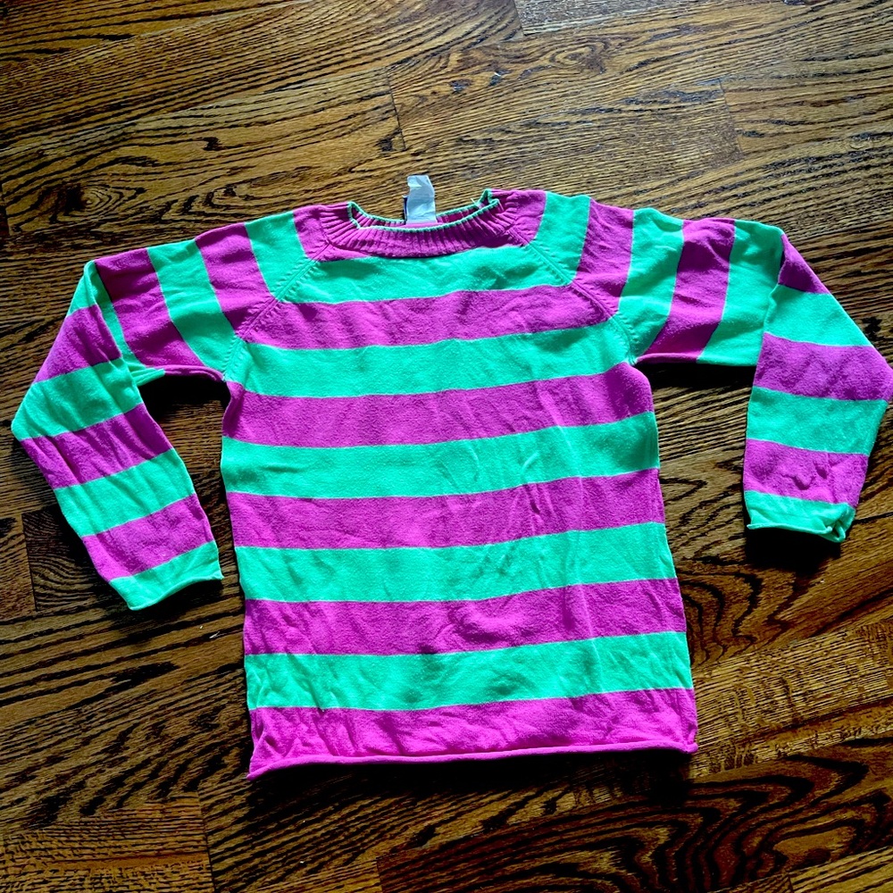 Bailey Boys Girls Striped Pink and Green Sweater size 10